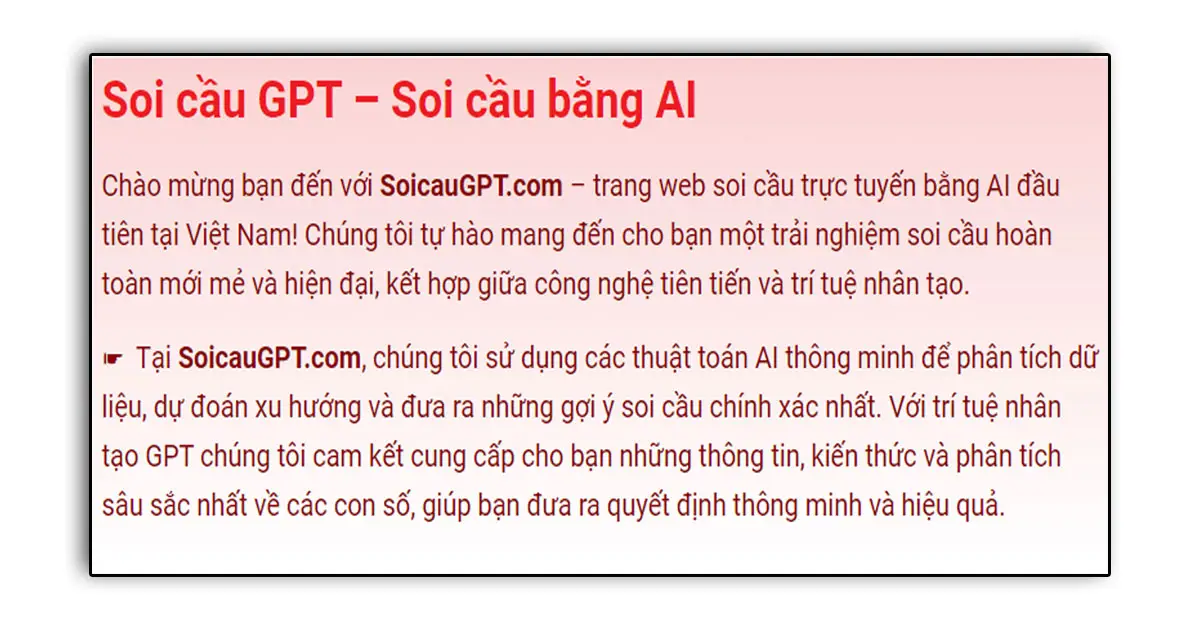 Soi Cầu GPT - Soi Cầu Xổ Số Chính Xác Với AI