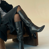 BUBBLEROOM Leather Pointy High Heeled Boots - Bubbleroom